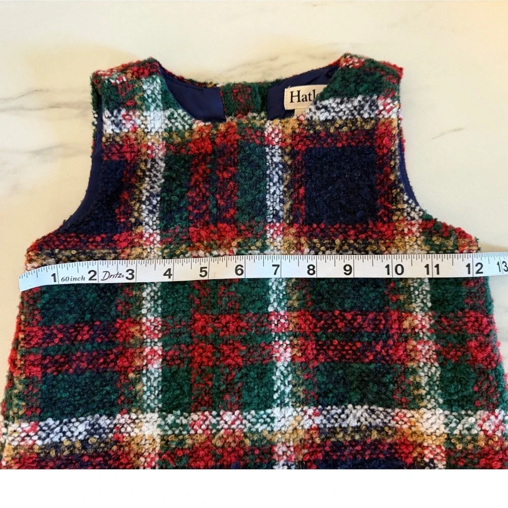 Hatley Girls 3T Plaid Holiday Dress Faux Fur Hem Red Green Tartan Christmas